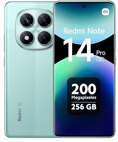 Xiaomi Redmi Note 14 Pro 5G - Smartphone de 8+256GB, Pantalla de 6.67 AMOLED FHD+ 120Hz, MediaTek Dimensity 7300-Ultra, cámara de 200MP, 5110 mAh, Cargador no Incluido, Verde (Versión ES)