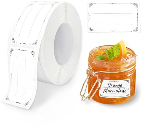 Soodyoow 600 Pcs Self Adhesive Labels for Jars, Labels Stickers Freezer, for Kitchen Food Bottle Jams Preserves Containers, Gifts Glass Bottles Container(30 x 50 mm)