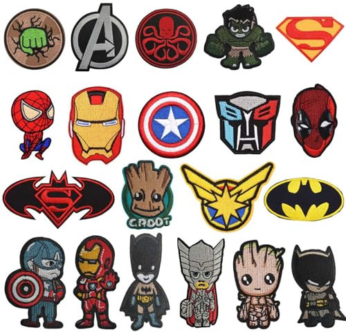 MisFun 20 Stück Aufnäher zum Aufbügeln, Flicken zum Aufbügeln Kinder, Nähen und Gestickte Stoffaufnäher, Applikationen zum Aufnähen Aufnäher Kinder, Bügelbilder Kinder für Kleidung Jeans Patches