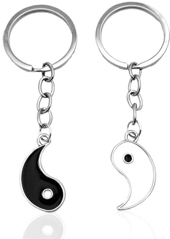 JEYORZY 2 pcs Yin & Yang Schlüsselanhänger für Paare, Schlüsselanhänger Partner, Schlüsselanhänger Paar, Couple Keychain, Jahrestag Paar Geschenke für Beide, Geschenk für Ihn und Sie, für Jahrestag