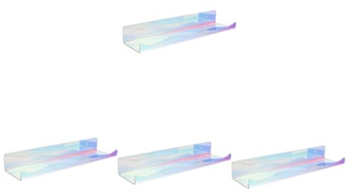 Cabilock 4 Stück Wandregal Acryl schwebendes Alben montiert bunt Book Shelves bücherregal ordnungssystem abstellraum vinylreiniger farbige Buchunterstützung Rekordhalter Colorful