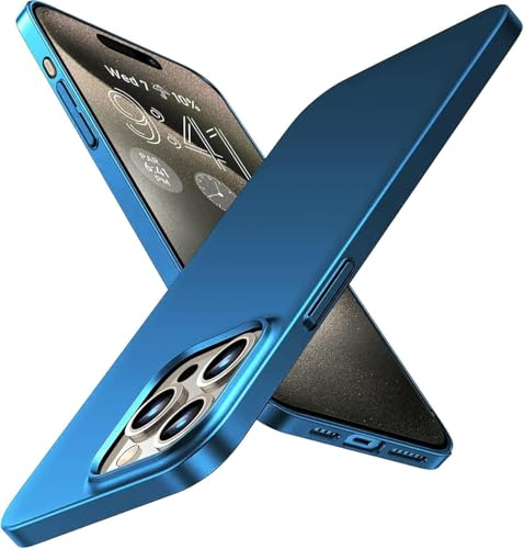 FAOMSEBS for iPhone 15 Pro Case, Matte Ultra-Thin Cover Blue | Ultra Thin as No Case, Slim Fit, Lightweight Grip, Hard PC Matte Smooth, Raised Edges for Pocket Carry, Commute and Daily Use