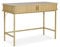 VonHaus Computer Desk for Home Office - Tambour Desk with Sliding Doors & Storage - Modern Scandi Look Console Table for Hallway - Light Wood Effect Slatted Design Vanity Table - Landos