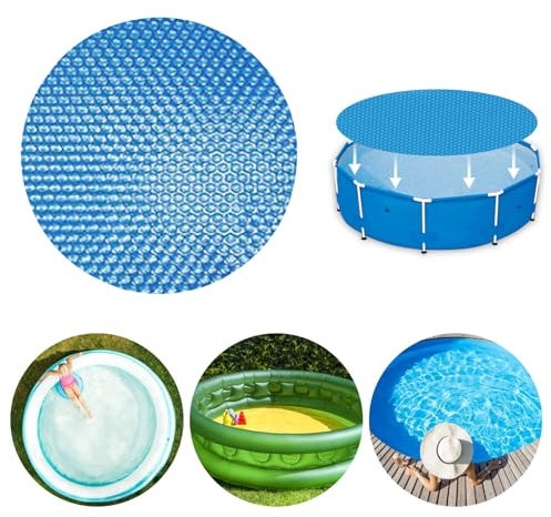 Cobertor Solar Piscina Redonda 300 cm, Cubre Piscinas De Burbujas, Manta Termica PiscinaRedonda, Impermeable, Antipolvo Y Lluvia, Blue