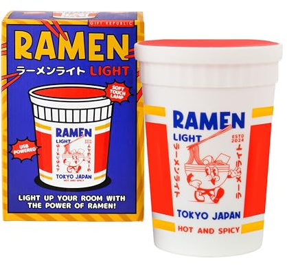 Gift Republic Ramen Pot Silicone Light – USB Rechargeable Squishy Lamp with Timer & 3 Light Settings – Quirky Home Décor for Teens, Students & Food Lovers