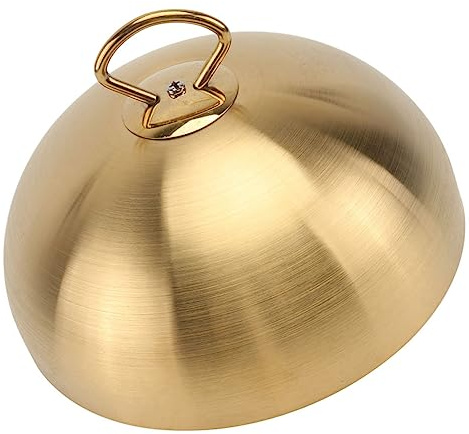 TOYANDONA Stainless Steel Food Dome Cover - 22.5cm Thickened Steak Cloche for Home & Restaurant Use, Rust-Resistant Plate Lid with Handle - Perfect for Buffet, Dinner & Food Preservation (Golden)
