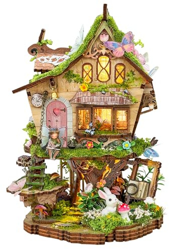 Book Nook for Adults, Rowan's Tree House Booknook DIY Miniature House Kit | Mini Fairy House 3D Wooden Puzzles, Birthday Gift for Women, Friends