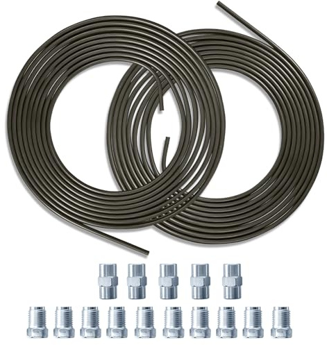 2x 5m Bremsleitung Ø 4,75mm Bremsleitung Set + 10 Verschraubungen + 5 Verbinder M10 x 1 DIN 74 234 konform verkupfertes Stahl-Bremsrohr im Sortiment für Bördel F Auto PKW Motorrad