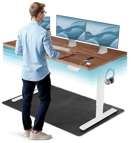CLOUVOU CleverDesk Höhenverstellbarer Schreibtisch elektrisch [TESTSIEGER] | 140x70cm | Dual-Motor Schreibtisch höhenverstellbar elektrisch | Elektrischer Schreibtisch mit Memory, 2X USB & Kabelversteck