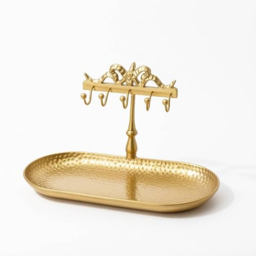 MotiveTech Porte-Bijoux avec Coupelle Doré Arbre à Bijoux avec Plateau Table Support pour Coiffeuse