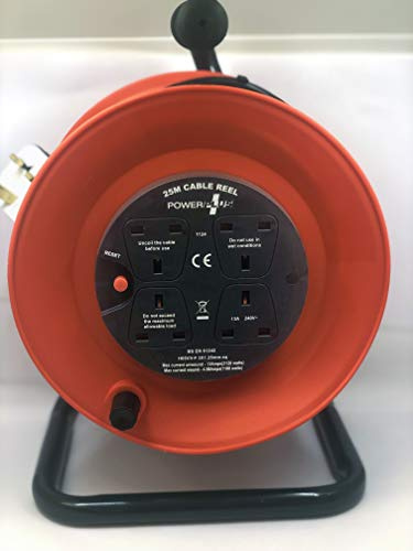 CED Heavy Duty 2-Way 10 Amp Extension Reel 25m Black WCR252