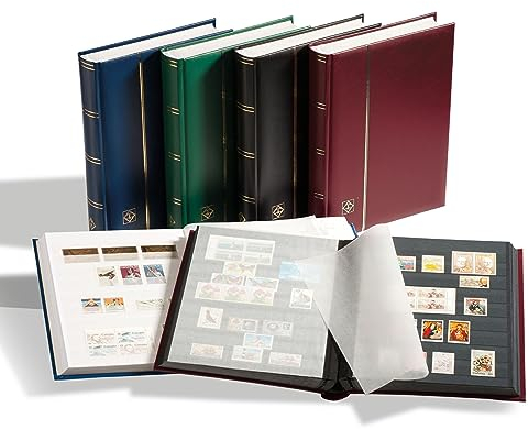 Leuchtturm Briefmarken-Sammel-Album, Einsteckbuch Comfort, DIN A4, 64 weiße Seiten, wattierter Einband, grün