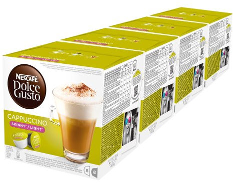 Nescafé Dolce Gusto Cappuccino light, Lot de 4, 4 x 16 Capsules (32 portions)