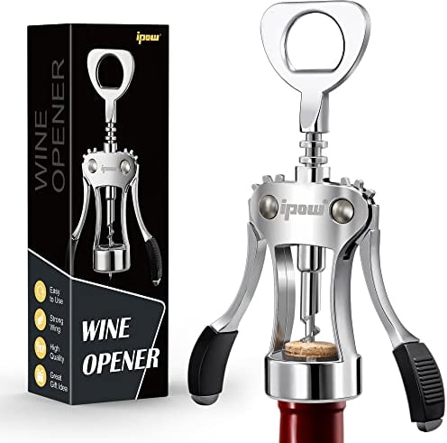 Ipow Tire-bouchon en acier inoxydable Rouge