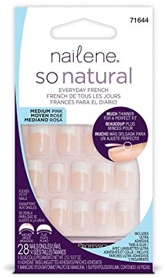 Nailene So Natural Ultra Flex Pink French Medium Nails, 28 nails