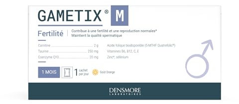 Densmore - GAMETIX M - Complément Alimentaire Fertilité et Reproduction Homme - Vitamines, Minéraux, Zinc, Sélénium, Carnitine, Taurine, Coenzyme Q10 - 30 sachets - 1 mois - Fabriqué en France