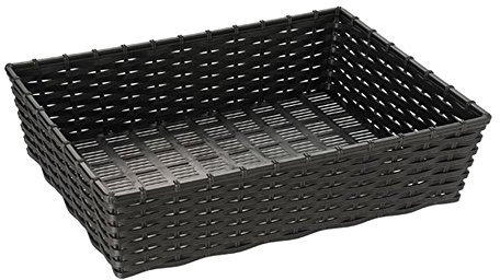 APS 40212 WICKER LOOK Polypropylen Korb für Brot oder Obst, 39, 5 x 29, 5 x 10 cm, Schwarz