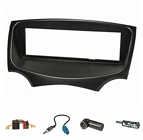 tomzz Audio 2415-052 Radioblende Set kompatibel mit Ford KA RU8 Bj.2009-2017 schwarz mit Radioadapter ISO Fakra Antennenadapter DIN ISO Einbauschacht