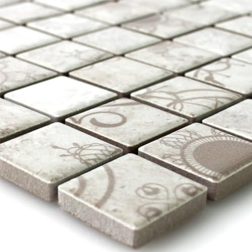 Keramik Mosaik Matte Laceo Grau Wand Boden Fliesen Küchen Spiegel Bad Dusche WC