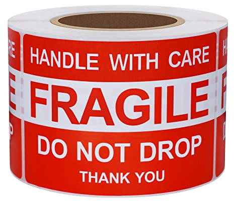 Hylabelest Rolle mit Aufklebern mit der englischen Aufschrift Do not drop, thank you, 300 Stück pro Rolle, 5 x 7,5 cm