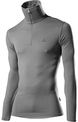 Löffler Herren Pulli Transtex Zip-Rolli Basic Cf Pullover, Grey Melange, 54