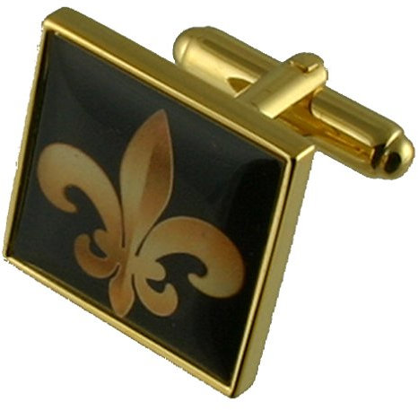 Select Gifts Fleur de Lys d'or de manchette avec pochette noire