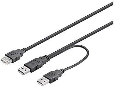 Goobay 93353 Cavo USB 2.0 ad Alta Velocità Dual-Power, Nero, 0.3m Lunghezza del Cavo