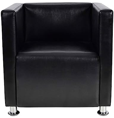 vidaXL Fauteuil Design de Cube Cuir Synthétique Noir Chaise Sofa Salon Maison