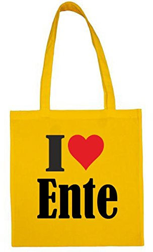 Reifen-Markt Tasche I Love Ente Größe 38x42 Farbe Gelb Druck Schwarz