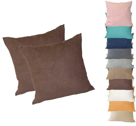 PremiumShop321 2er Pack Kissenbezug Kissenhülle 40x40 in edler Wildleder Optik Alcatraz braun