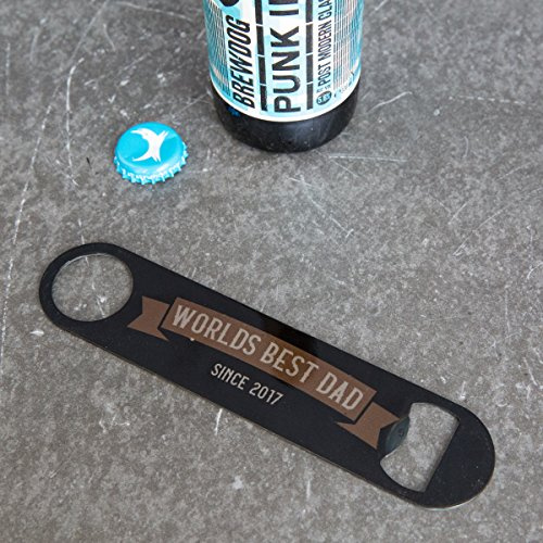 Personalised Double Sided Bar Blade Beer Bottle Opener - Perfect Birthday, Father's Day or Christmas Stocking Filler (Bar Blade & Coaster Set' World's Best Dad')