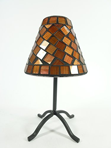 Mosaik-Teelichthalter Pilz Windlicht Metall + Schirm Mosaikglas H16cm Tischdekoration Dekoration (rot-orange)