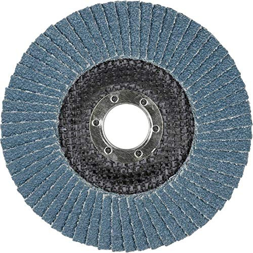 wolfcraft 125 mm Lamellar Flap Disc, 40 Grit Coarse Sanding Disc for Metal | High durability abrasive wheel with 22.2 mm bore, suitable for standard angle grinders, EN 13743 certified. 5653000