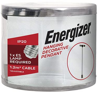 Energizer Modern/Vintage Hanging Pendant Ceiling Rose Lamp Holder - E27 ES Edison Screw Cap Fitting (Gun Metal)