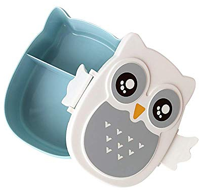 SuperglockT Cartoon Eule Brotdose mit Trennwand Kinder Mädchen Junge Süß Frühstücksbox Snackbox Lunchbox leicht tragbar für Kindergarten Ausflug Resie Camping Picknick (Blau)