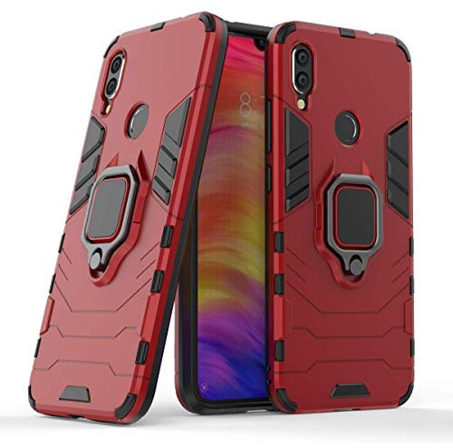 Max Power Digital Coque pour Xiaomi Redmi Note 7 Housse Antichoc avec Anneau Rotatif Aimant Etui Magnétique Rigide Dure Armure Bague Support Armure Renforcée (Xiaomi Redmi Note 7, Rouge)