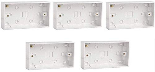 2 x 5 x Surface Mounted Back Box 25mm Wall Pattress Double 2 Gang Electrical Socket