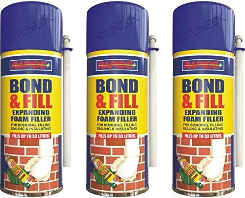 3 x 500ML Gap Expanding Foam Filler PU Expansion Insulation BONDING Filling