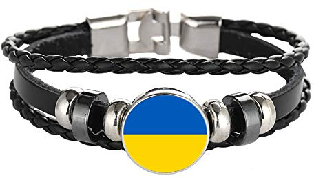Ukraine Flagge geflochtene Armband Leder Kette kristall Armband Souvenir, Mode handgemachte Armband für Mann & Frau besonderes Tag Geschenk