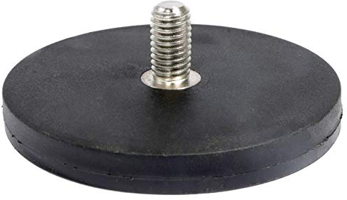 Neodym Magnet System Gummiert mit Gewindezapfen - 22mm bis 88mm Durchmesser - M4 - M8 Gewinde - Bis 55KG Stark - Gummi Magnete Anti Rutsch Beschichtung - Runde Topfmagnete (Ø 66mm - M8-22 KG)