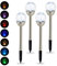 Relaxdays 4 x Gartenleuchte Glaskugel, wasserdichte LED Solarleuchten Bruchglas Optik, Farbwechsel, Erdspieß, Wegeleuchte, silber