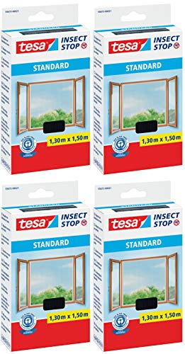 tesa Insect Stop Standard Fliegengitter für Fenster anthrazit 4er Packl