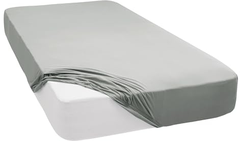 Mixibaby Spannbettlaken Jersey Spannbetttuch 100% Baumwolle Bettlaken Spannbettuch Laken 28 Farben, Größe:180 x 200 cm, Farbe:Hellgrau
