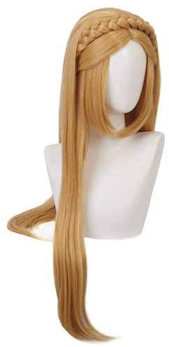 Topcosplay Cosplay Prinzessin Perücke Damen Lang Blond Perücke für Halloween Kostüm