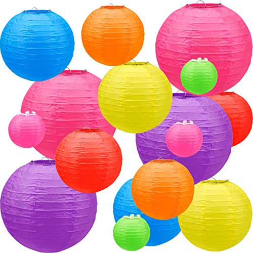 Yeonado 16 Stück Bunte Papierlaternen Papier Lampions Laternen 4 6 8 10 Zoll Papierlaterne Laterne Deko Lampenschirm für Hochtzeit Geburtstage Party Dekoration