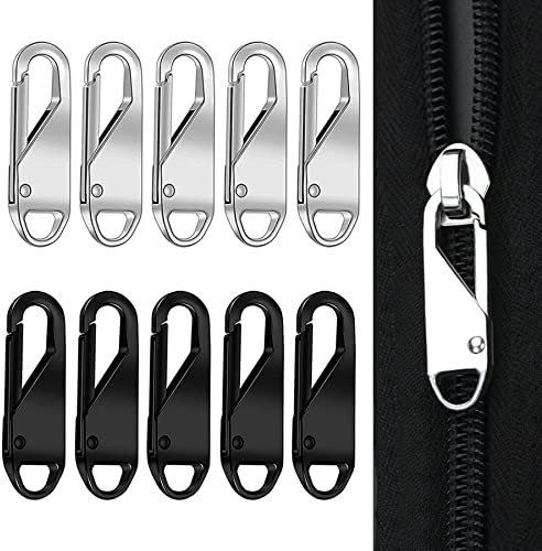 Zipper Reißverschluss Ersatz, Reißverschluss Anhänger, Reißverschluss Zipper für Reparatur, Auswechseln und Ersatz, Reißverschluss Schieber für Jacke Koffer Taschen Mäntel und Jeans (10 Pcs)
