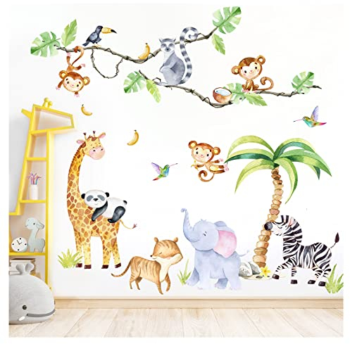 Grandora XXL Wandsticker Set Safari Tiere Wandtattoo Baby Kinderzimmer DL769-2