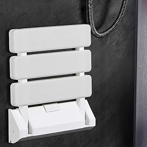 Asiento de Ducha - Asiento de Ducha de Hoja abatible montado en la Pared Baño Plegable para Uso doméstico en Sala de Sauna Blanco, Asiento Plegable para Ducha (Soporta hasta 130 kg)(33 * 32 * 5 cm)