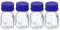 PATIKIL 100mL Réactif Médias Bouteille, 4Pcs Rond Gradué Verre Stockage Bouteille Bleu Vis Capuchon pour Laboratoire Maison, Transparent