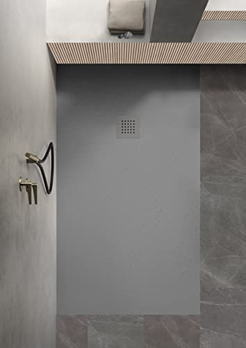 Petra-Receveur de douche en céramique effet pierre 140x80x3cm cément